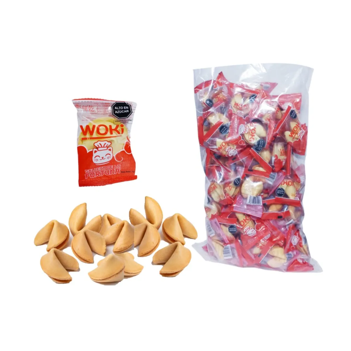 GENERICO - Galleta De La Suerte Obleas con Frases Rojo Pack 100u Woki