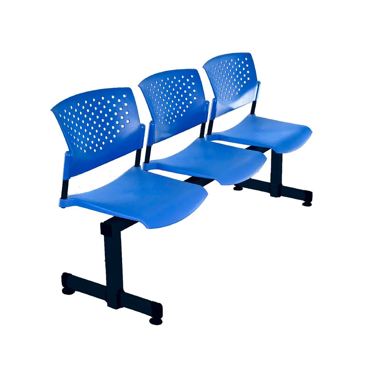 OFIDEAS - Banqueta De Espera Butterfly 3 Asientos Azul Estructura Negro Ofideas