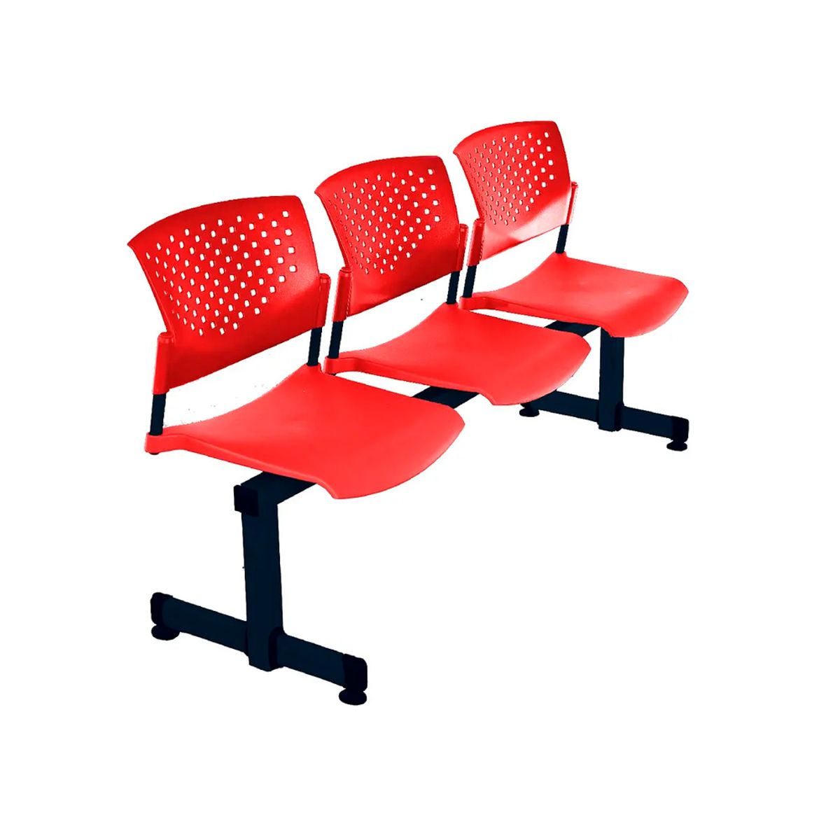 OFIDEAS - Banqueta De Espera Butterfly 3 Asientos Rojo Estructura Negro Ofideas