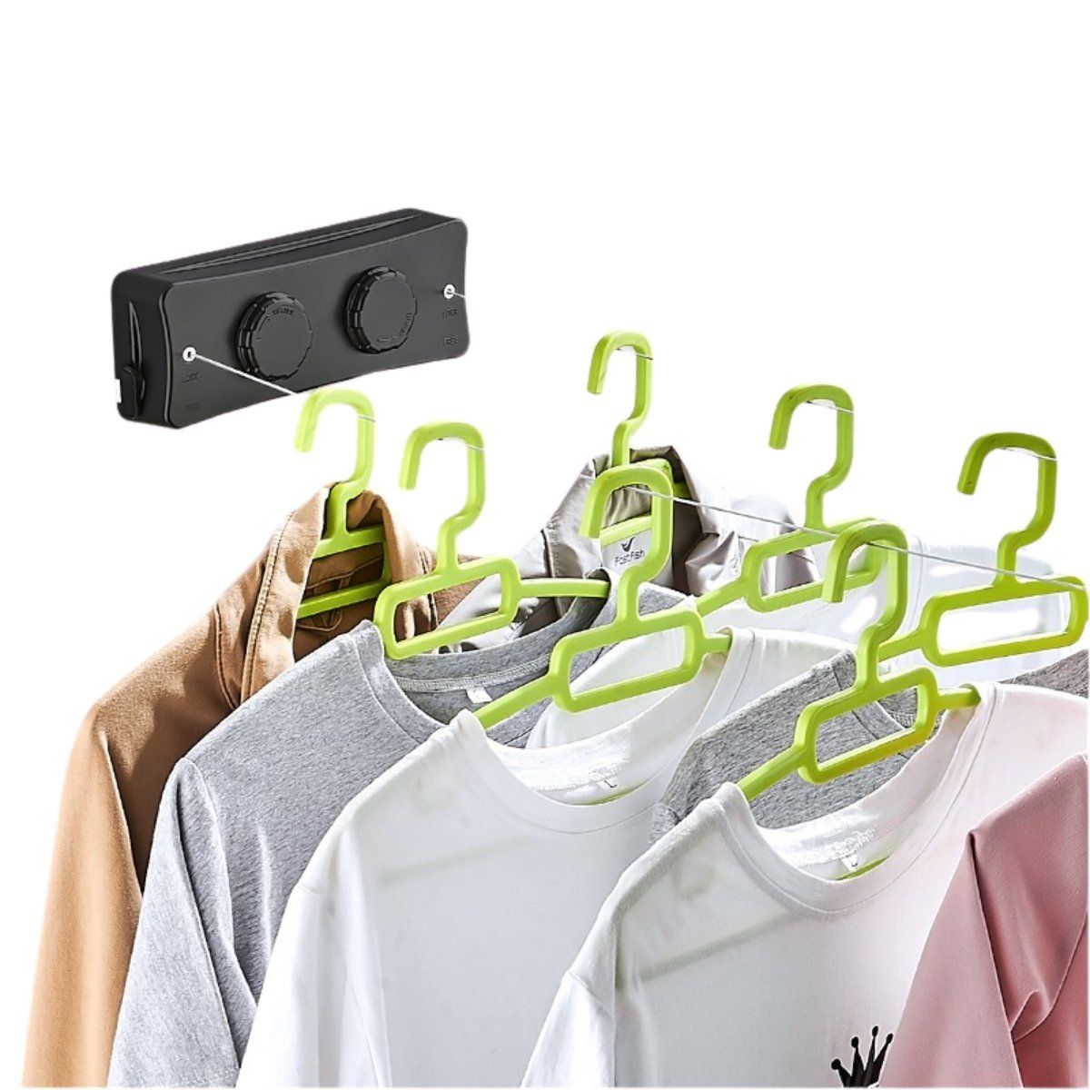 ELMEJORPRECIO - Tendedero Retráctil Doble para Ropa Smart Negro