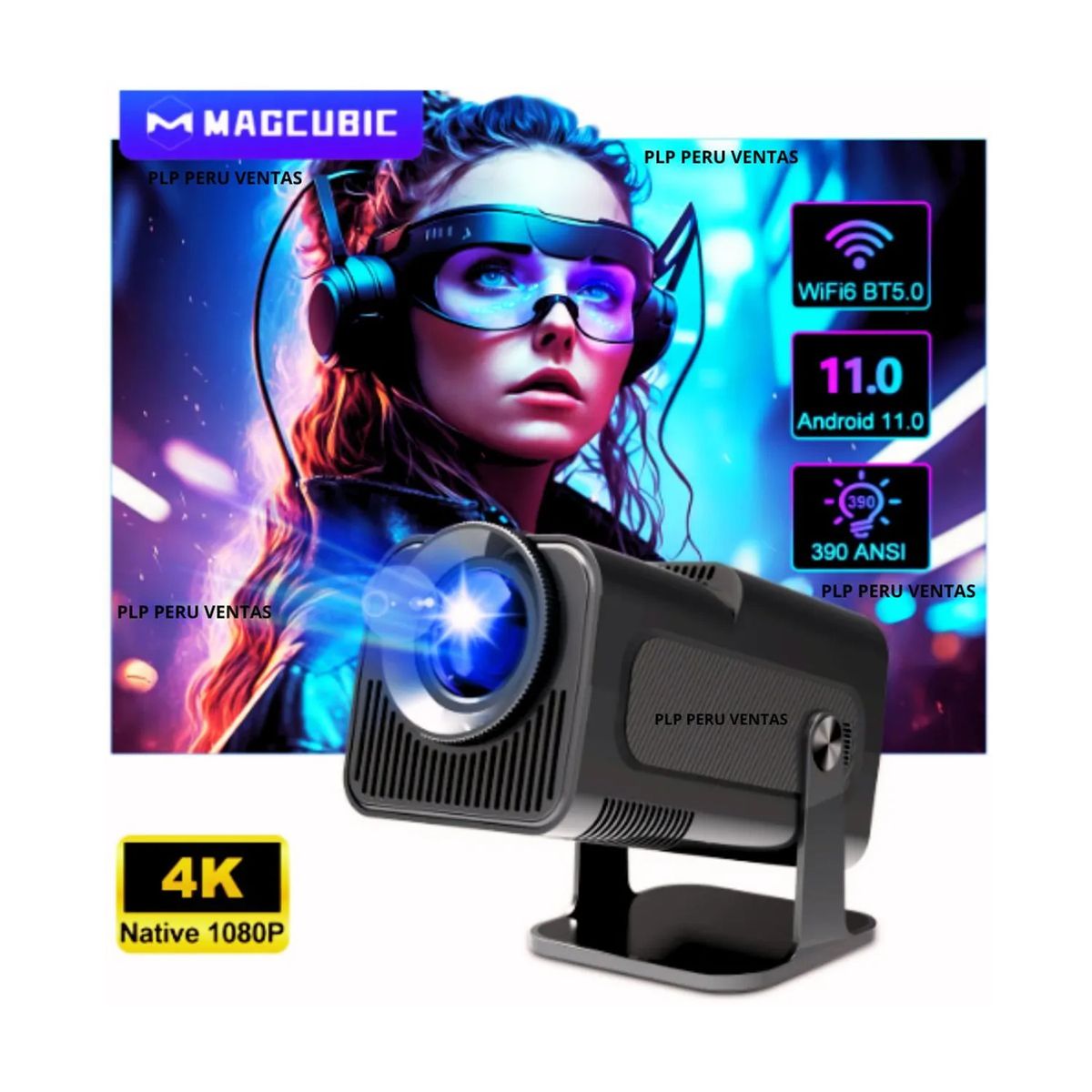 GENERICO - Proyector android 4K Wifi Bluetooth