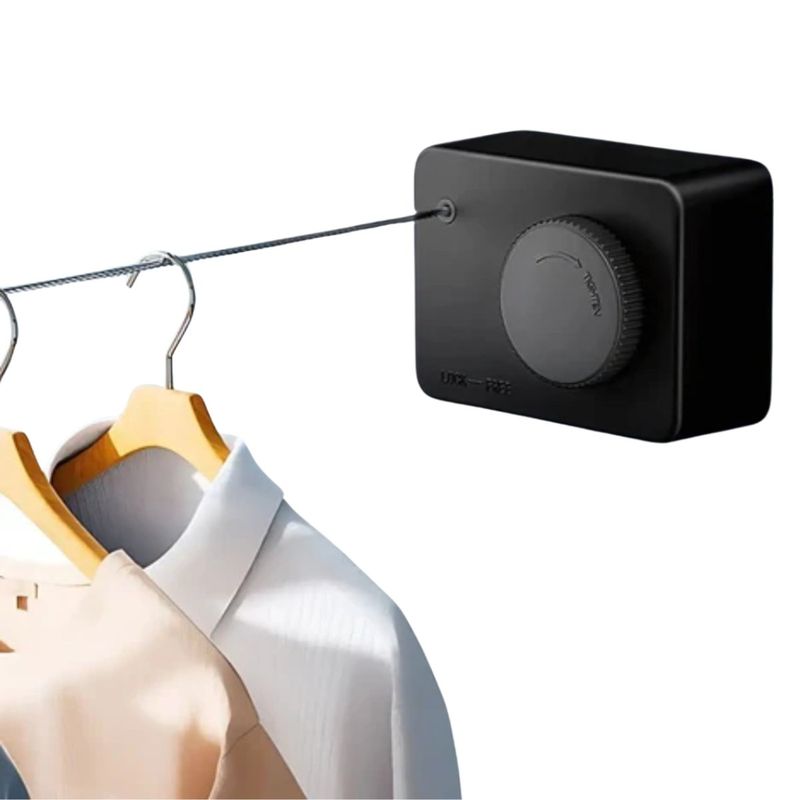 ELMEJORPRECIO - Tendedero de Ropa Retráctil Ajustable Smart Negro
