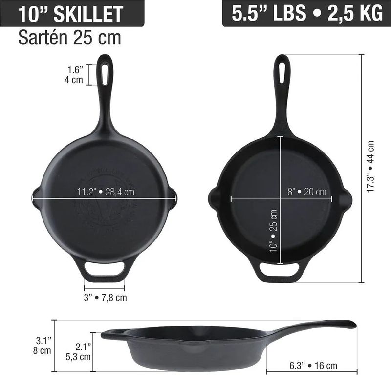 VICTORIA - SARTÉN VICTORIA DE HIERRO FUNDIDO 25 CM DIAMETRO PRECURADA