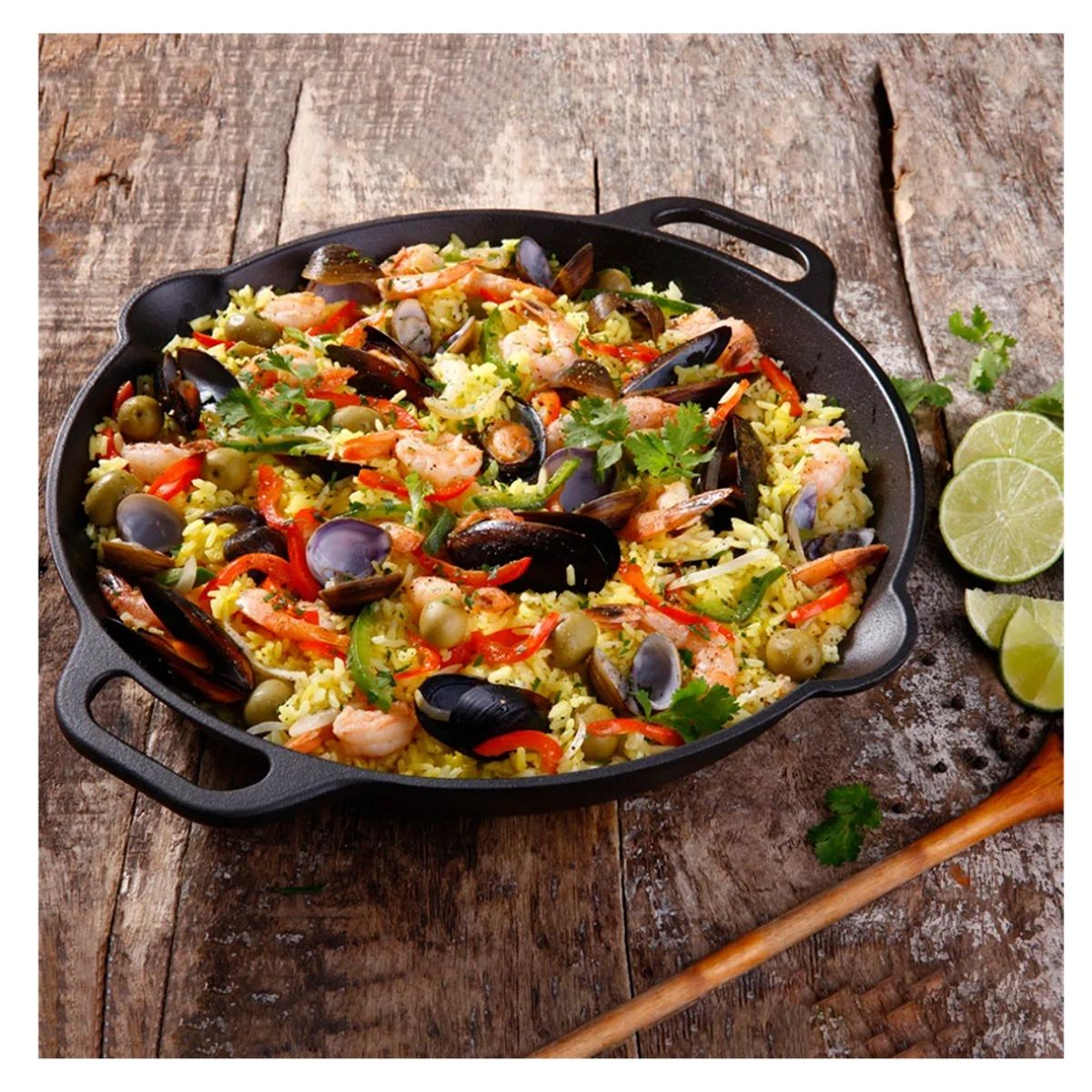 VICTORIA - SARTÉN PAELLERA VICTORIA DE HIERRO FUNDIDO 33 CM O 13 PULGADAS CON ASAS