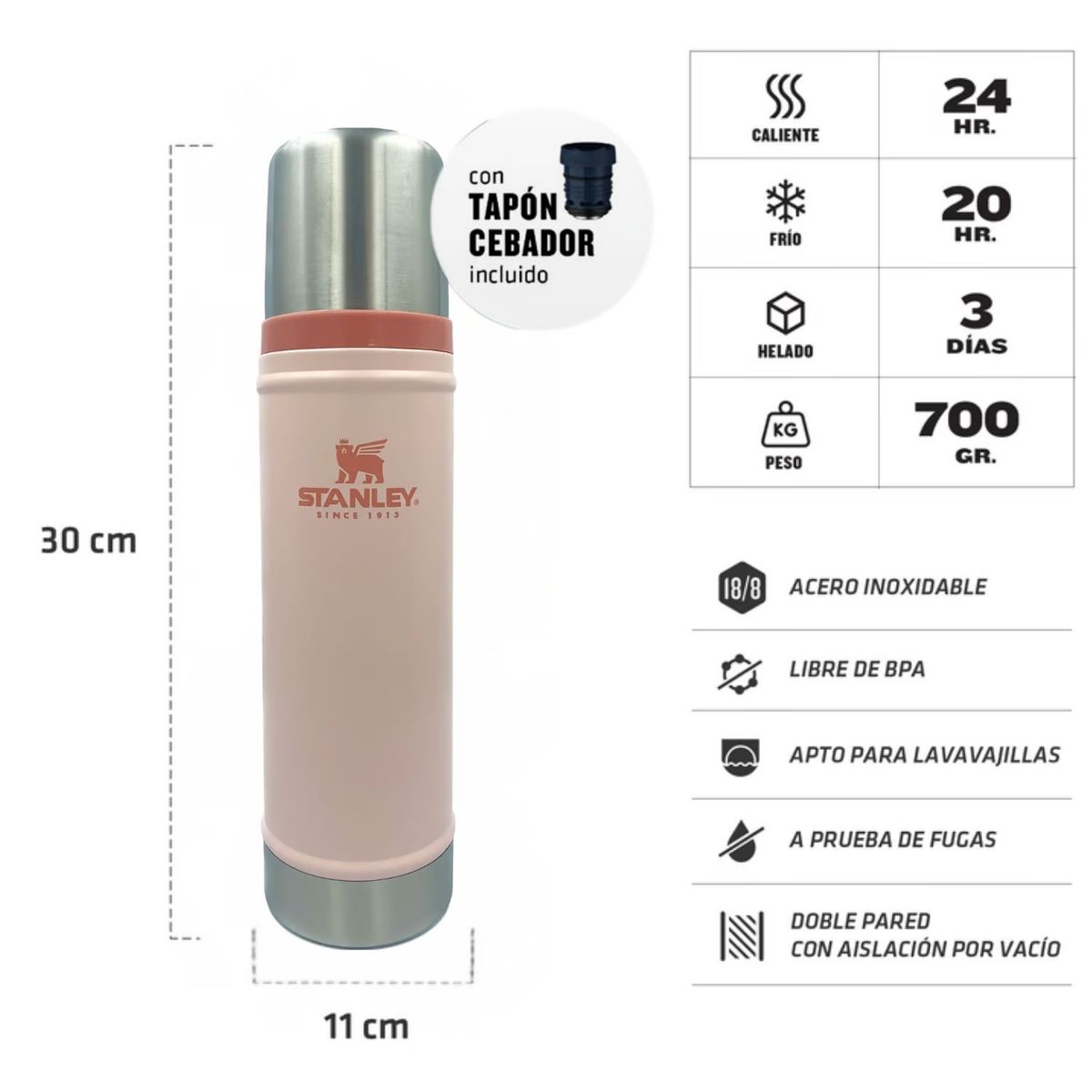 STANLEY - Combo Stanley Termo Classic 591 + Matero 236 Ml Limestone.