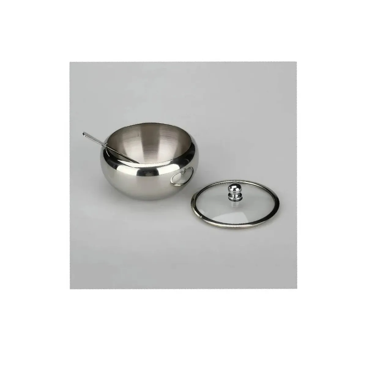 GENERICO - Azucarero De Acero Inoxidable Con Tapa Transparente