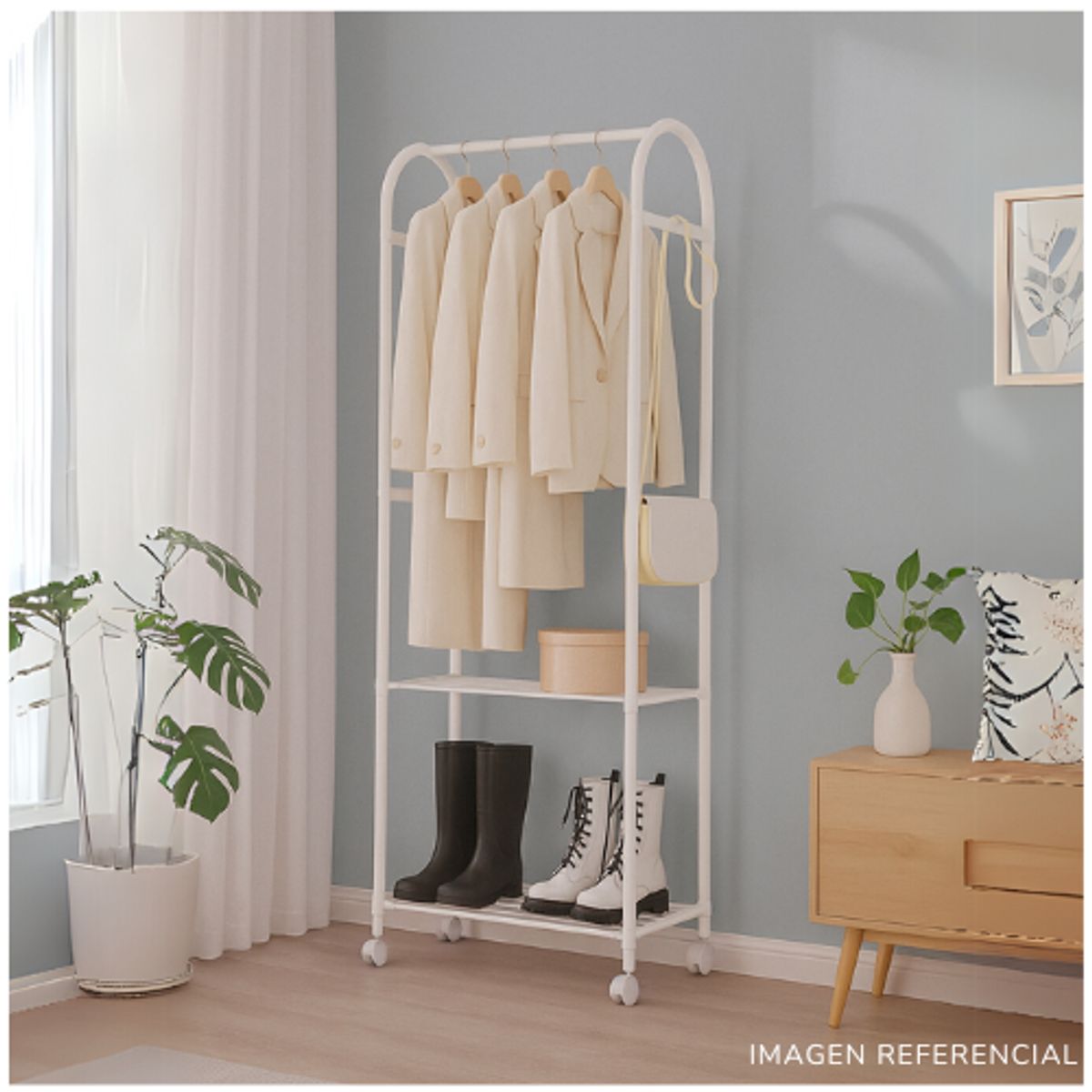 INSPIRA MARKET - Perchero Organizador Estante de Ropa Zapatos de 2 Niveles Blanco
