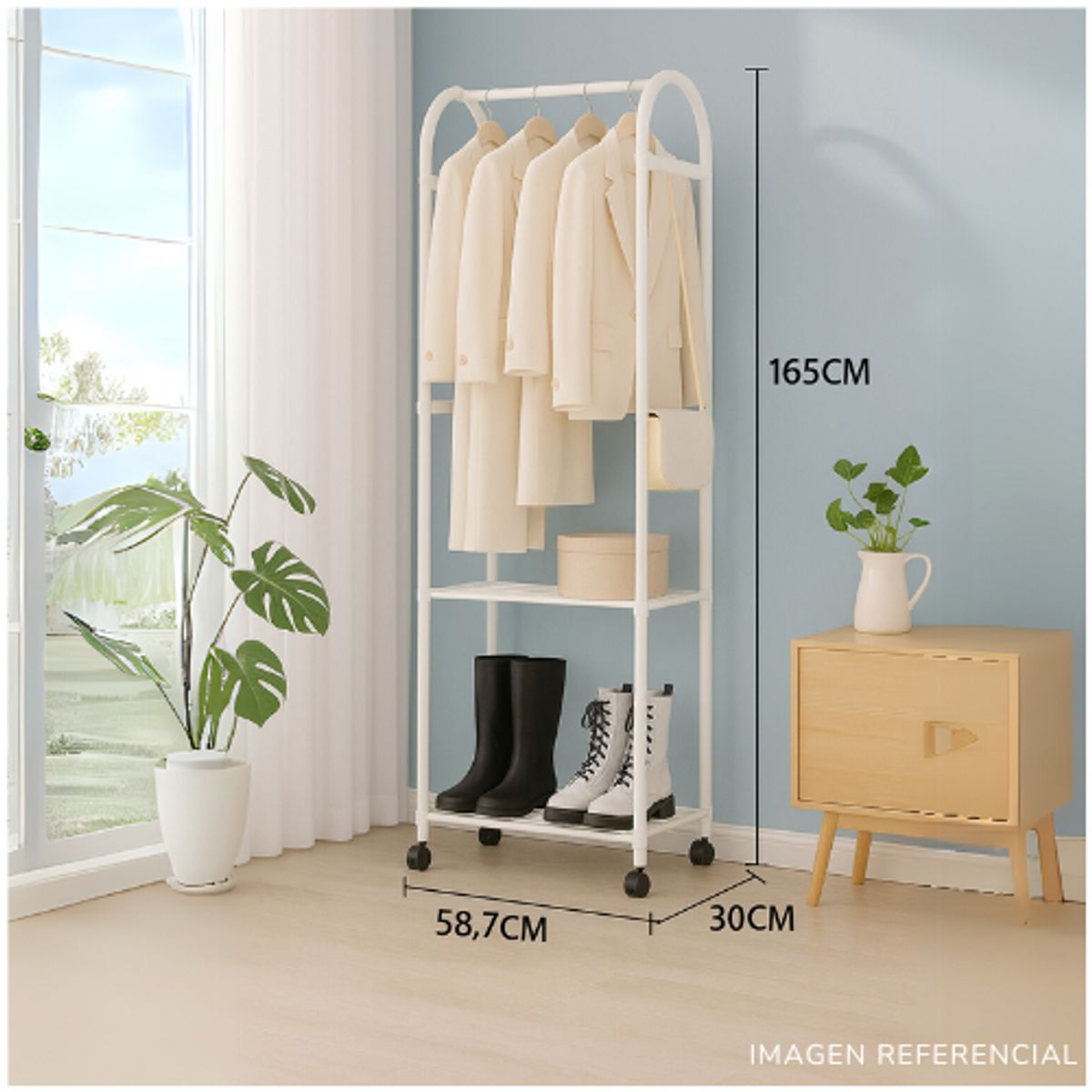 INSPIRA MARKET - Perchero Organizador Estante de Ropa Zapatos de 2 Niveles Blanco