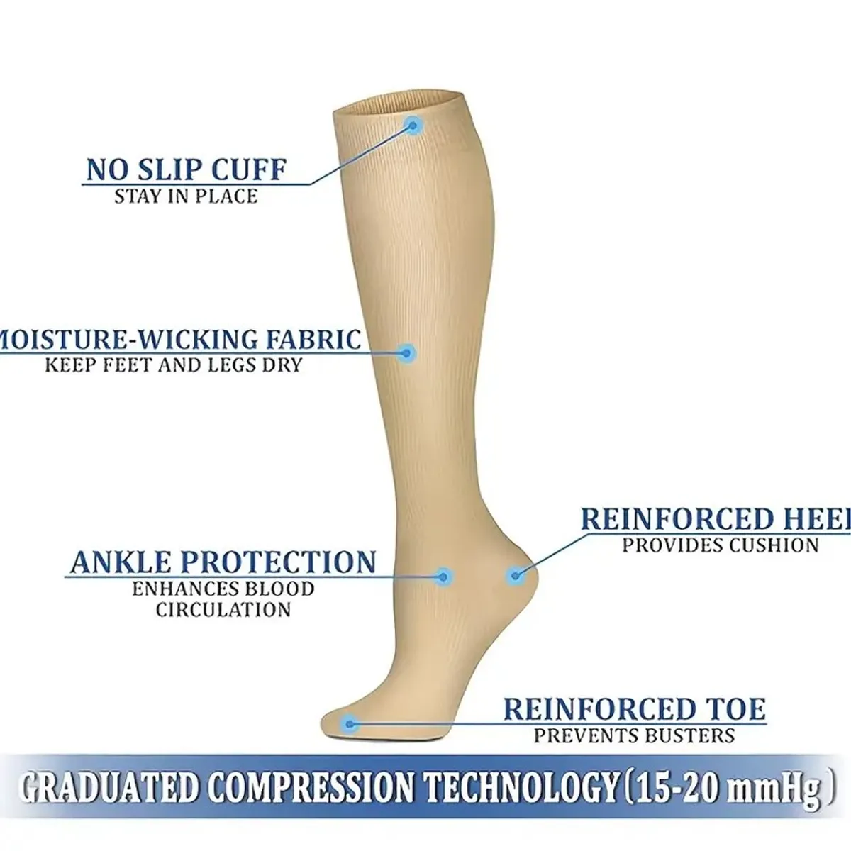 GENERICO - Medias De Compresión anti varices - Color Entero 15-20 mmHg