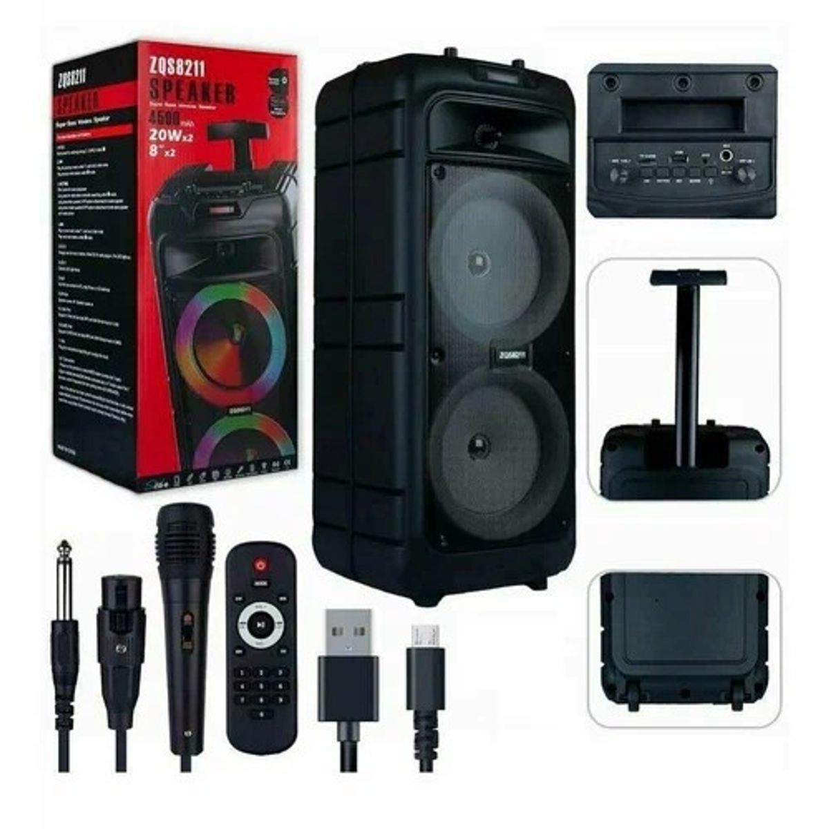 GENERICO - PARLANTE PORTATIL MODELO ZQS-8211 20W * 2 4500 MAH