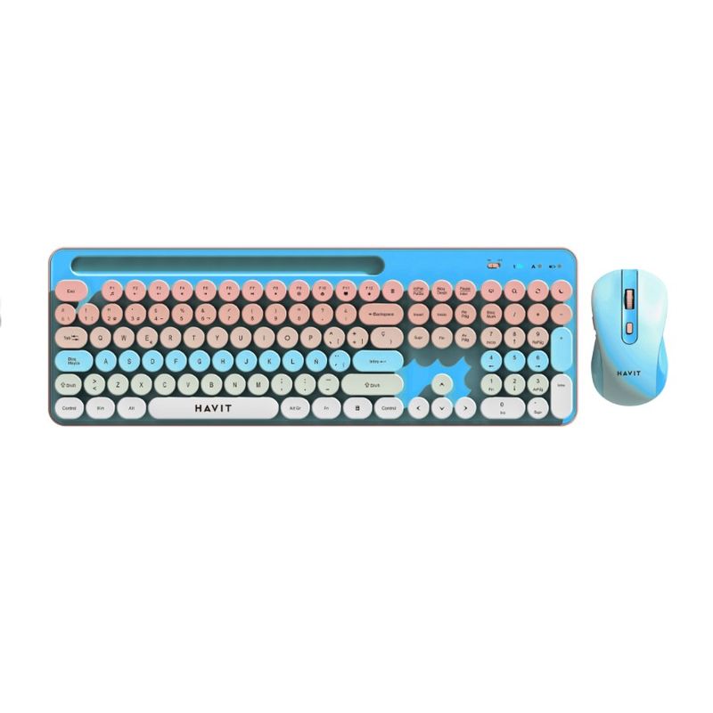 HAVIT - KIT INALAMBRICO TECLADO Y MOUSE MULTICOLOR HAVIT