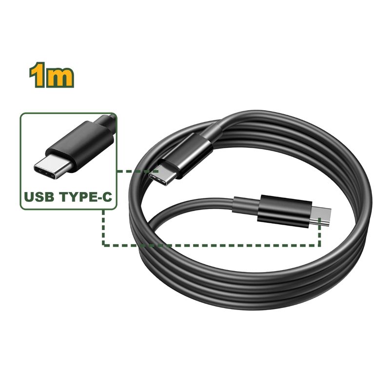 GENERICO - Cable USB Tipo C-C 3A 1 Metro para Cargador