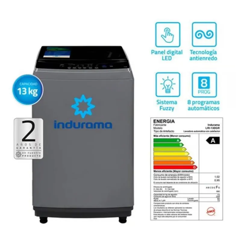INDURAMA - LAVADORA INDURAMA DE 13KG CARGA PESADA LRI-13DGR