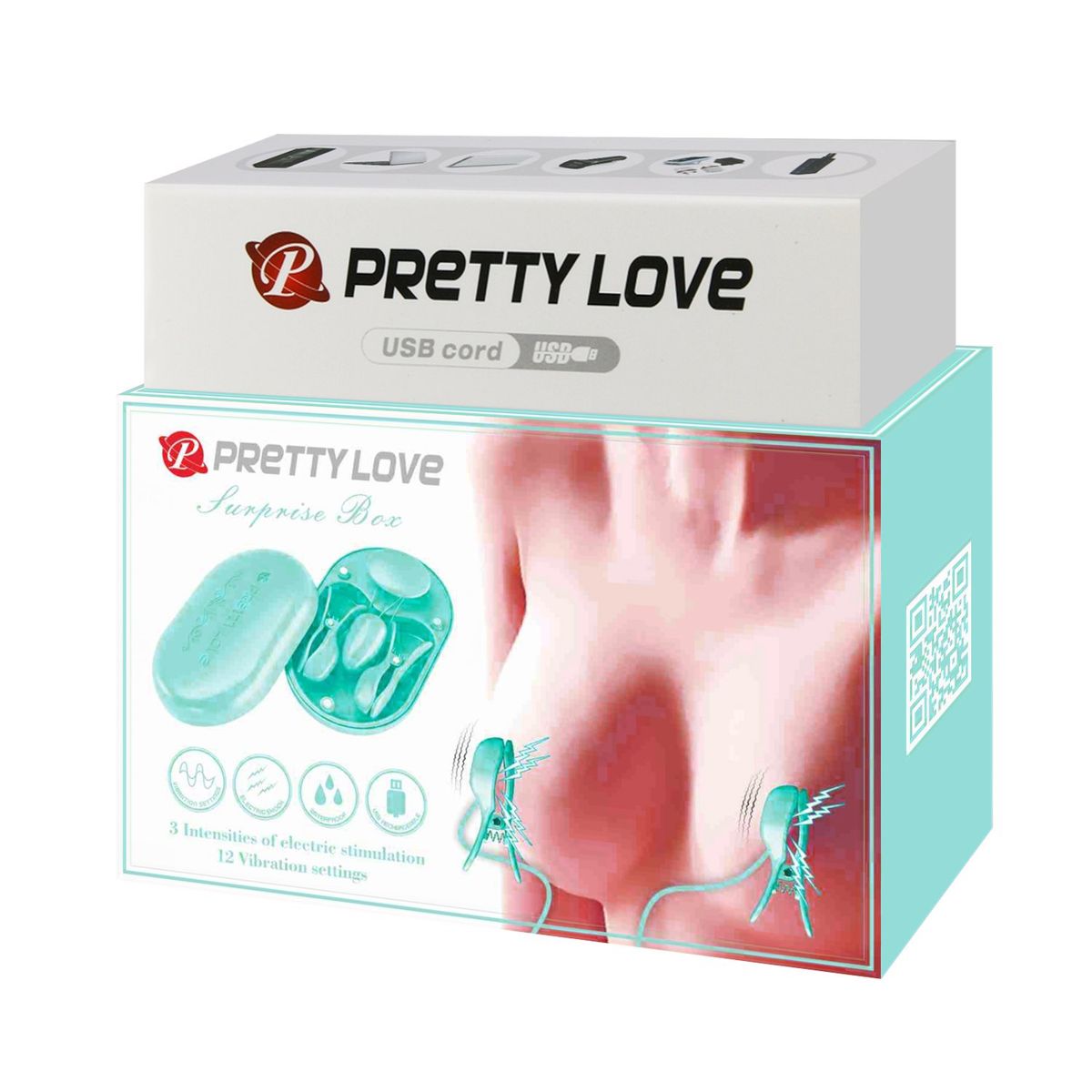 PRETTY LOVE - Vibrador Estimulador Pezones Pinzas Electroestimulación Nipple Clip