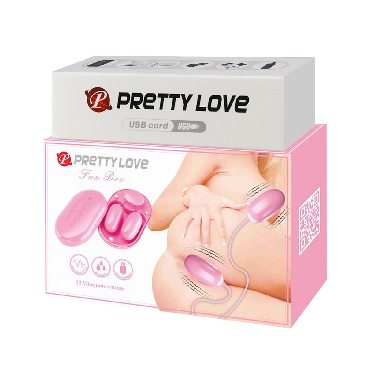 PRETTY LOVE - Huevos Vibradores Fun Box Balas con 12 Funciones Recargable USB