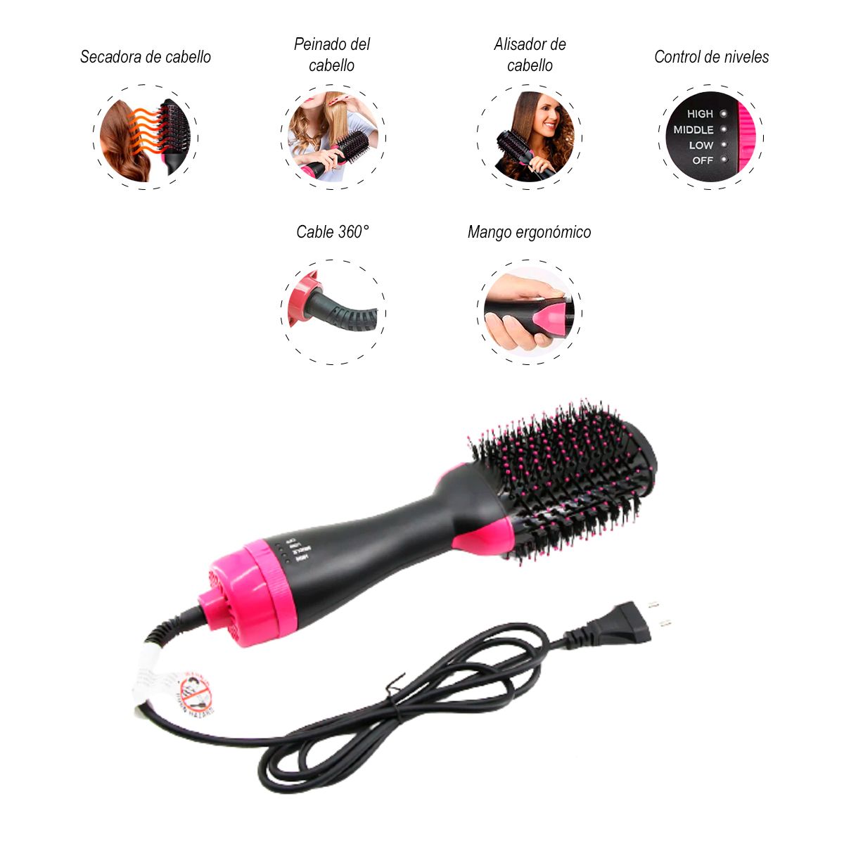 GENERICO - Cepillo Alisador Secador One Step 3 en 1