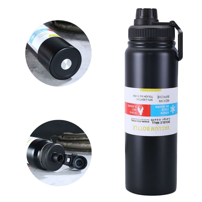 ELMEJORPRECIO - Termo Tomatodo Portátil Doble Fondo de 800ml Forza Negro