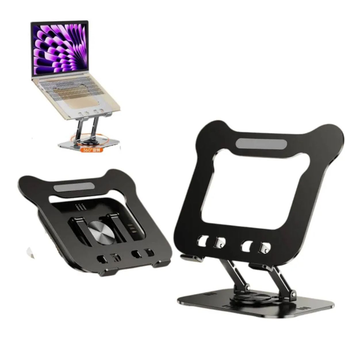 GENERICO - Soporte para Laptop Tablet Base Aluminio Giratorio Soporta 16 Color Negro