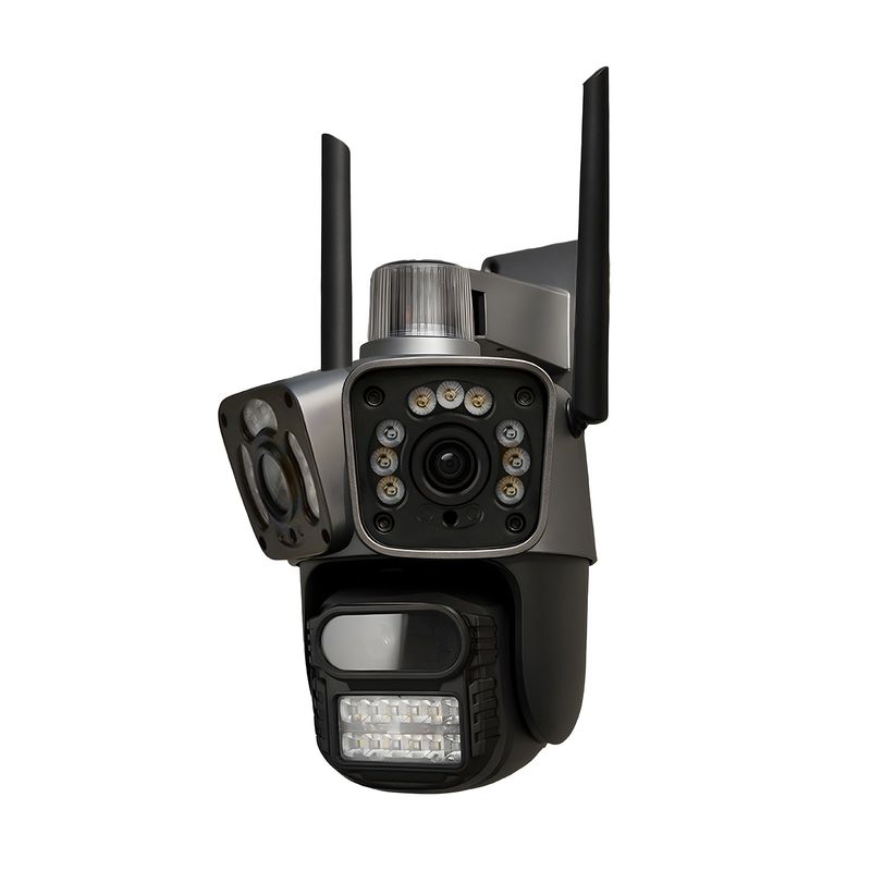 TRENDY TECH E I R L - Cámara De Seguridad 360°Triple Lente UHD Visión Nocturna Alarma