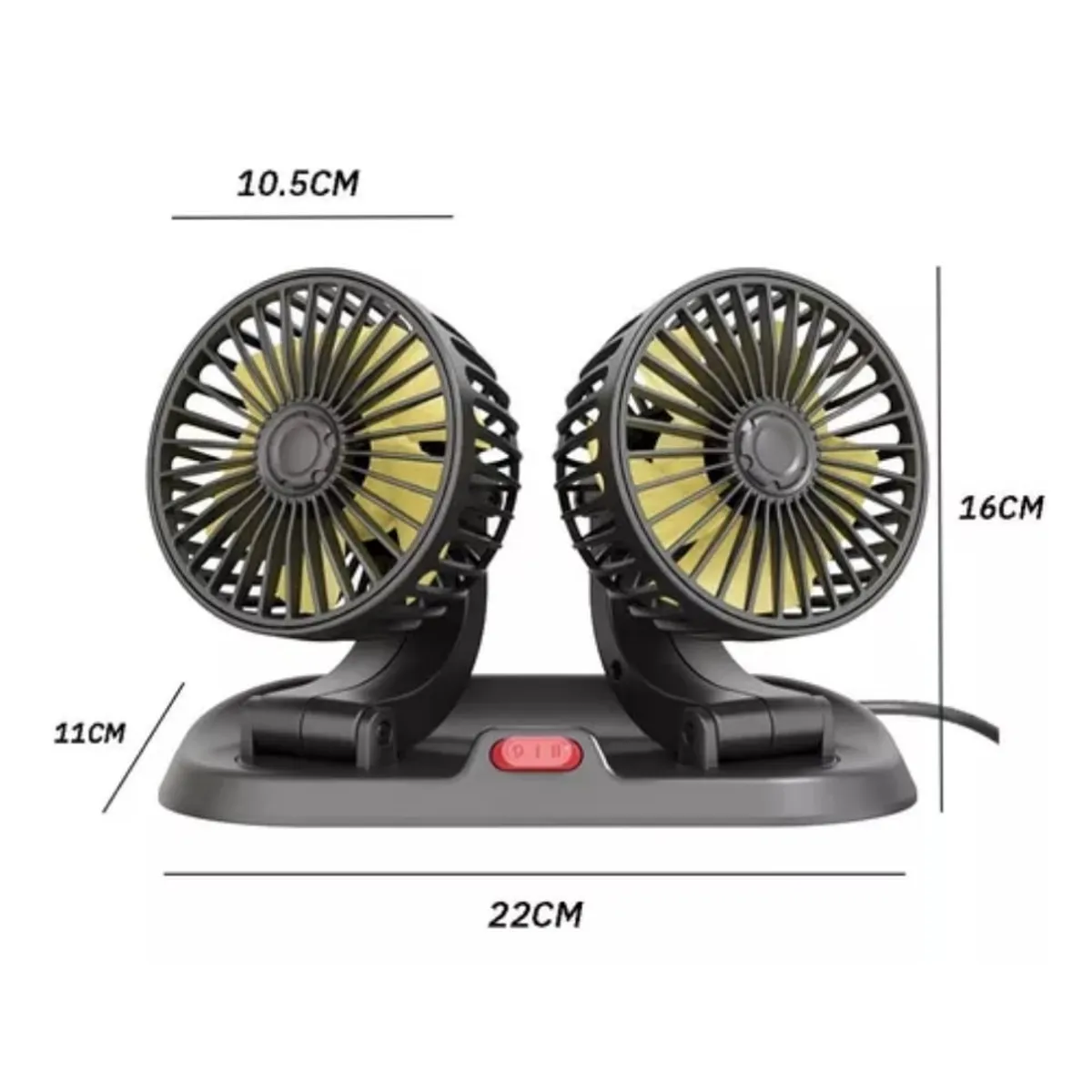 GENERICO - Ventilador para auto doble con giro 360° Negro