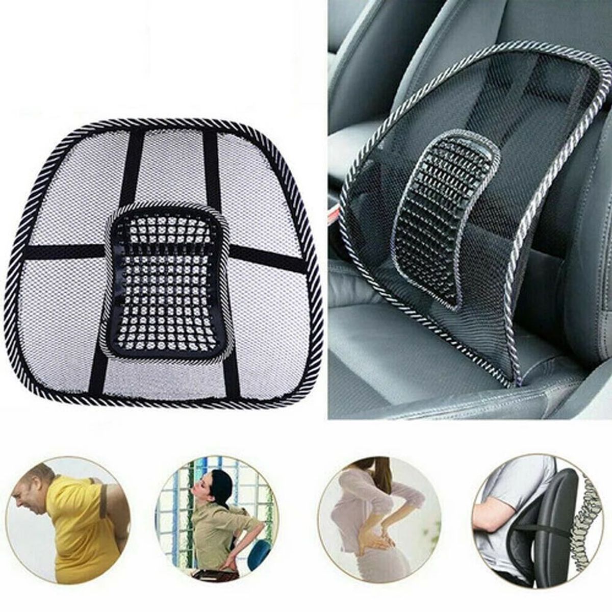 GENERICO - Respaldar Lumbar Ergonómico Silla Dolor De Espalda Auto