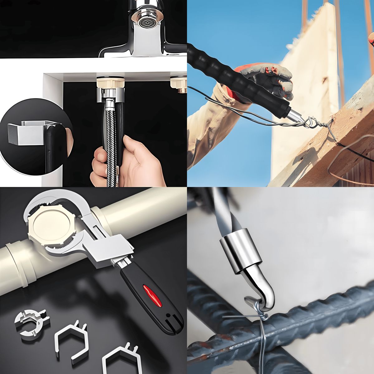 ROSH - Llave de Gasfitería + Gancho Atador de Alambre Práctico