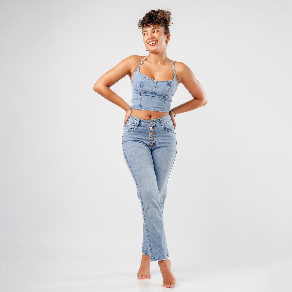 ROXJES JEANS - Jean Mom Noah Tiro Alto con botones Mujer