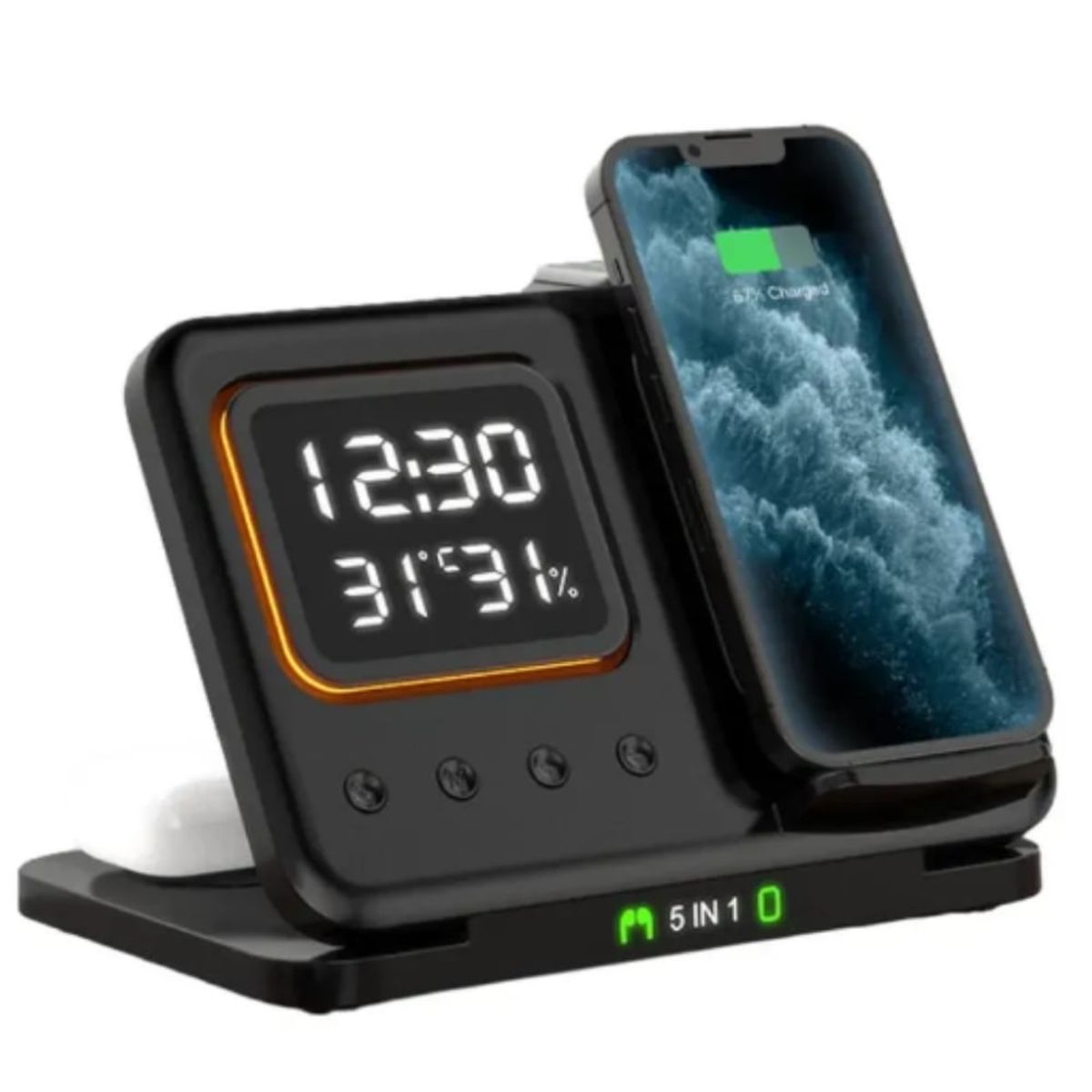 GENERICO - Cargador Inalámbrico 5 En 1 Negro Magsafe para iPhone, iWatch y Airpods