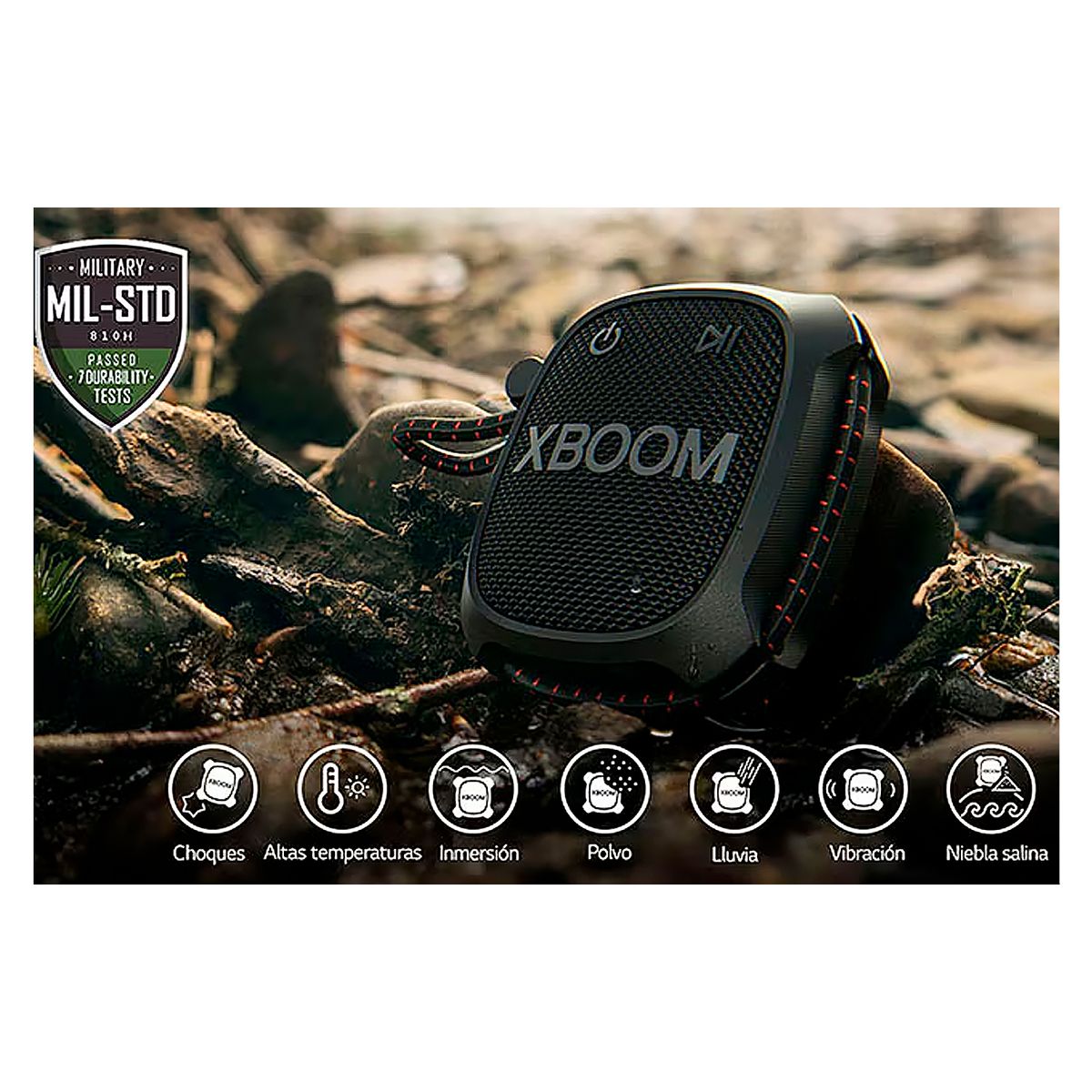 LG - Parlante LG XBOOM Go XG2TBK 5W Bluetooth Certificación Militar - NEGRO