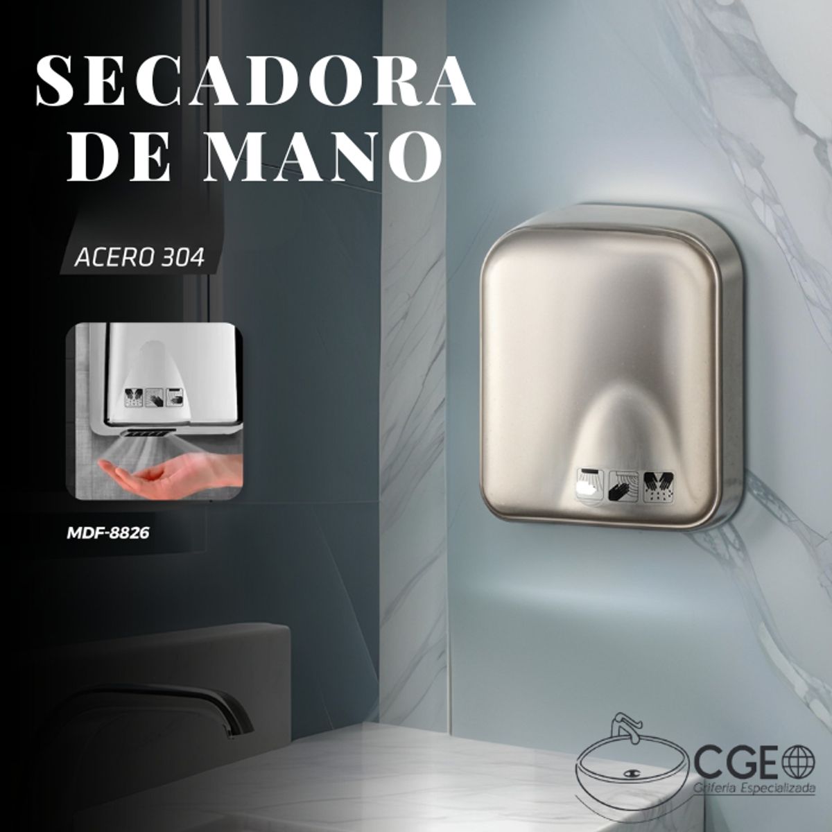 FRATELLI - SECADORA DE MANO DE ACERO INOXIDABLE MDF-8826