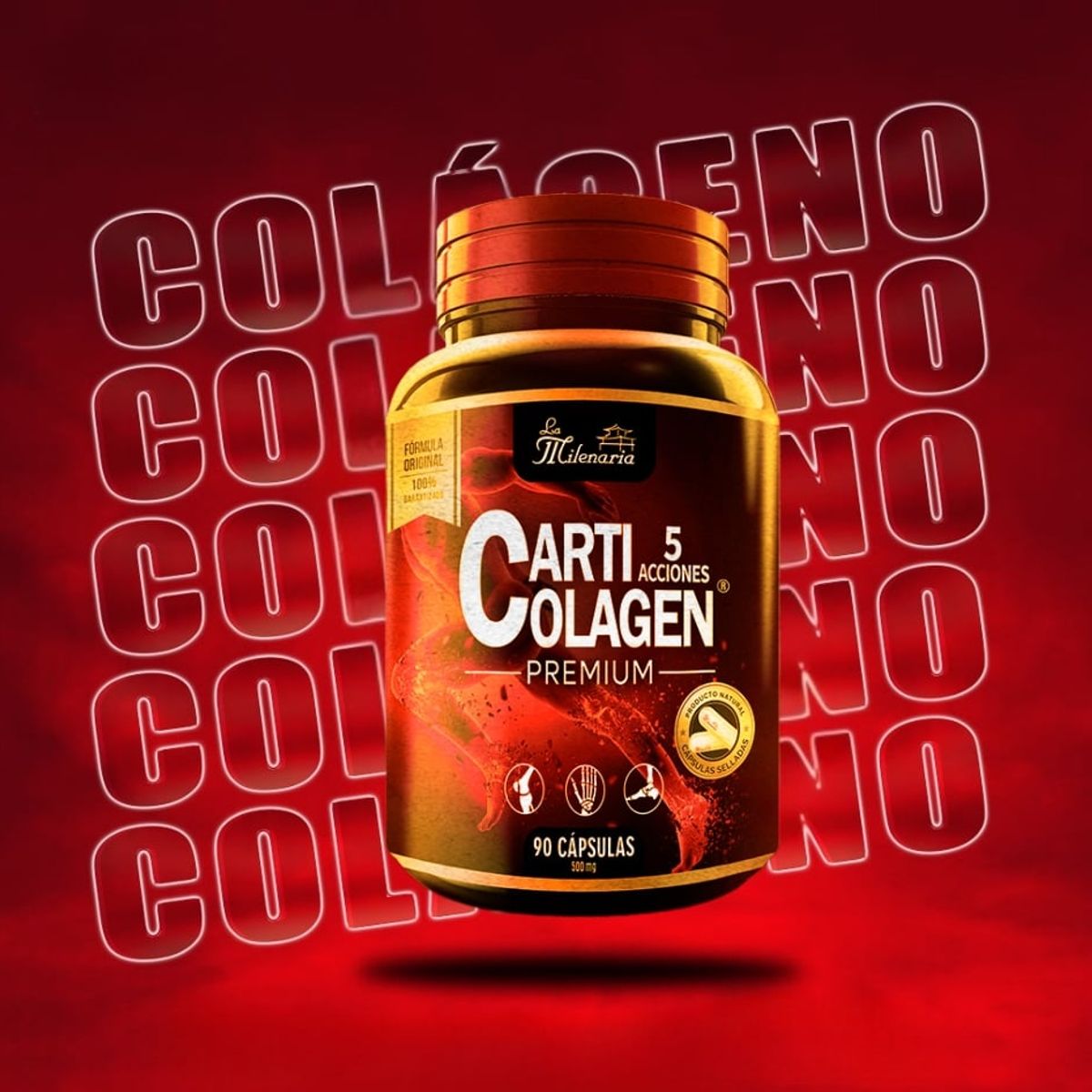 GENERICO - Carticolagen 5 acciones - 1 frasco de 90 cápsulas