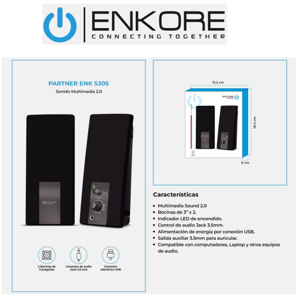 ENKORE - Parlante PARTNER ENK S305 2.0 - 2  ENKORE