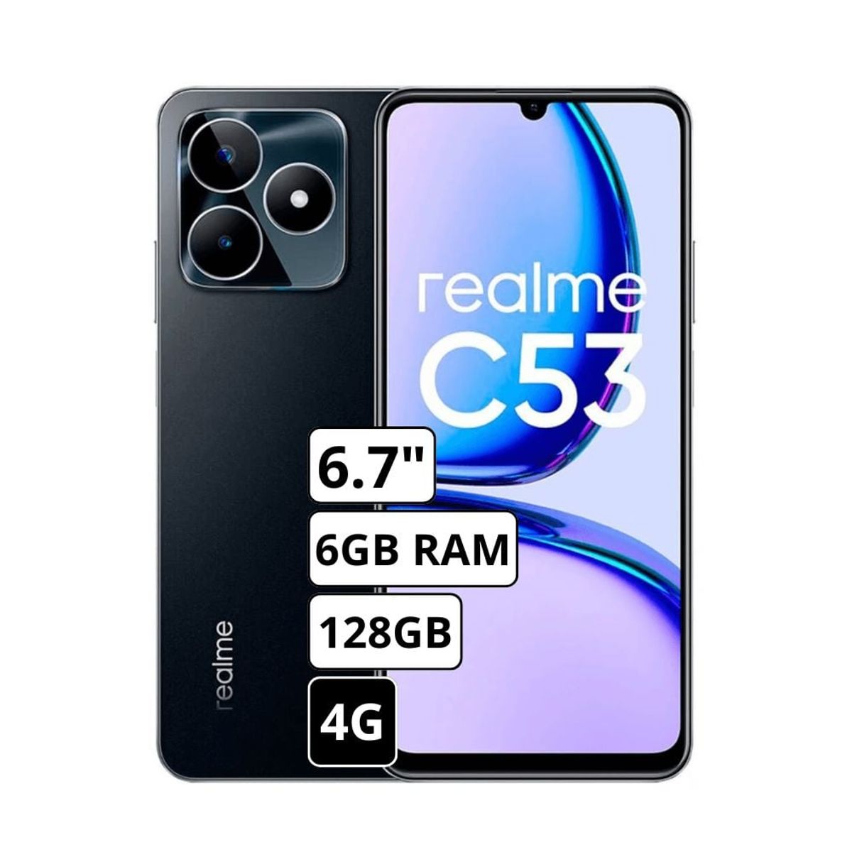 REALME - Celular Realme C53 4G 6GB RAM 128GB Cámara Principal 50MP + 3MP frontal 6.74"   Pulg - Negro