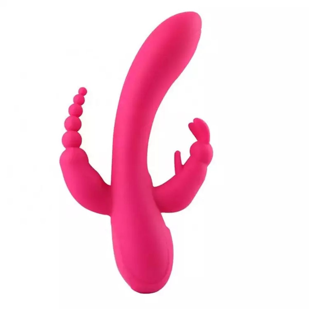 GENERICO - Vibrador Dildo Multifuncional de Estimulación Triple en Color Rojo
