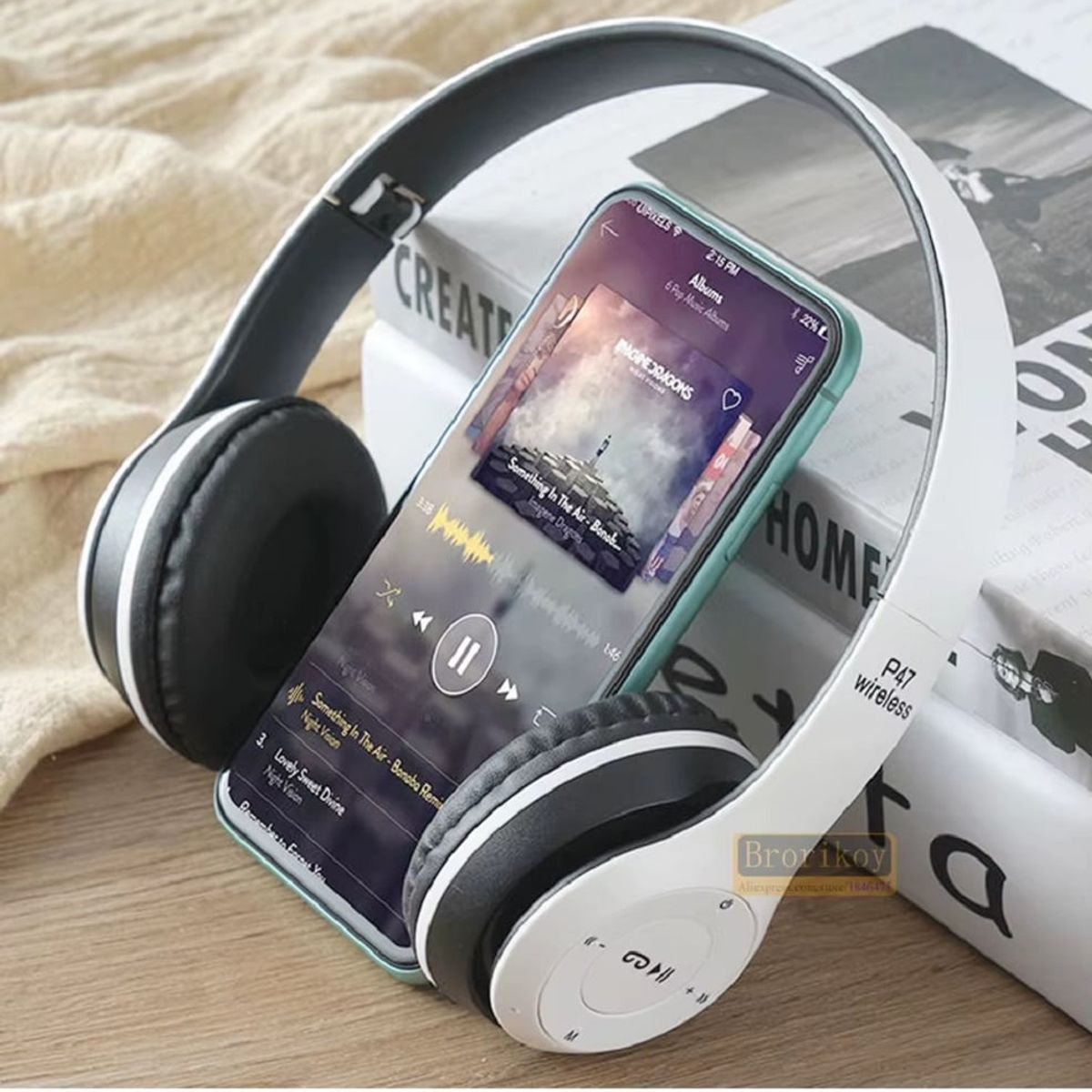 GENERICO - Audífono Inalámbrico P47 Con Bluetooth Blanco