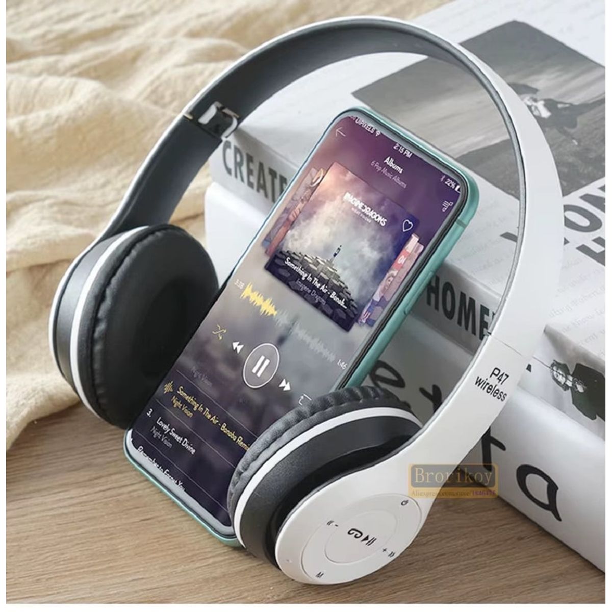 GENERICO - Audífono Inalámbrico P47 Con Bluetooth Blanco