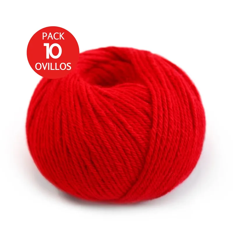 MICHELL - Lana 100% Baby Alpaca Indiecita DK  Pack x10 Ovillos  Rojo Intenso RJ2060