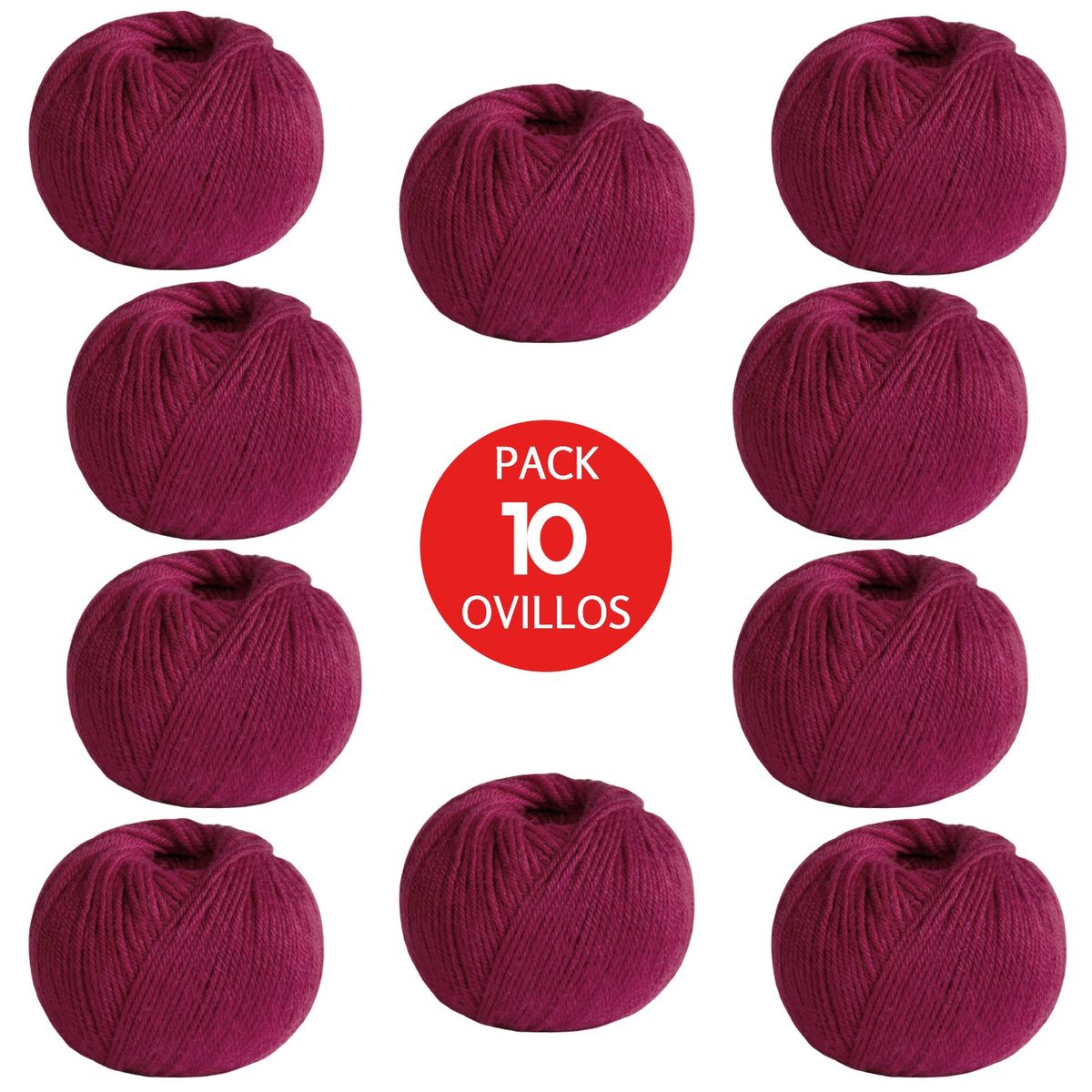 MICHELL - Lana 100% Baby Alpaca Indiecita DK  Pack x10 Ovillos  Guinda RJ5820