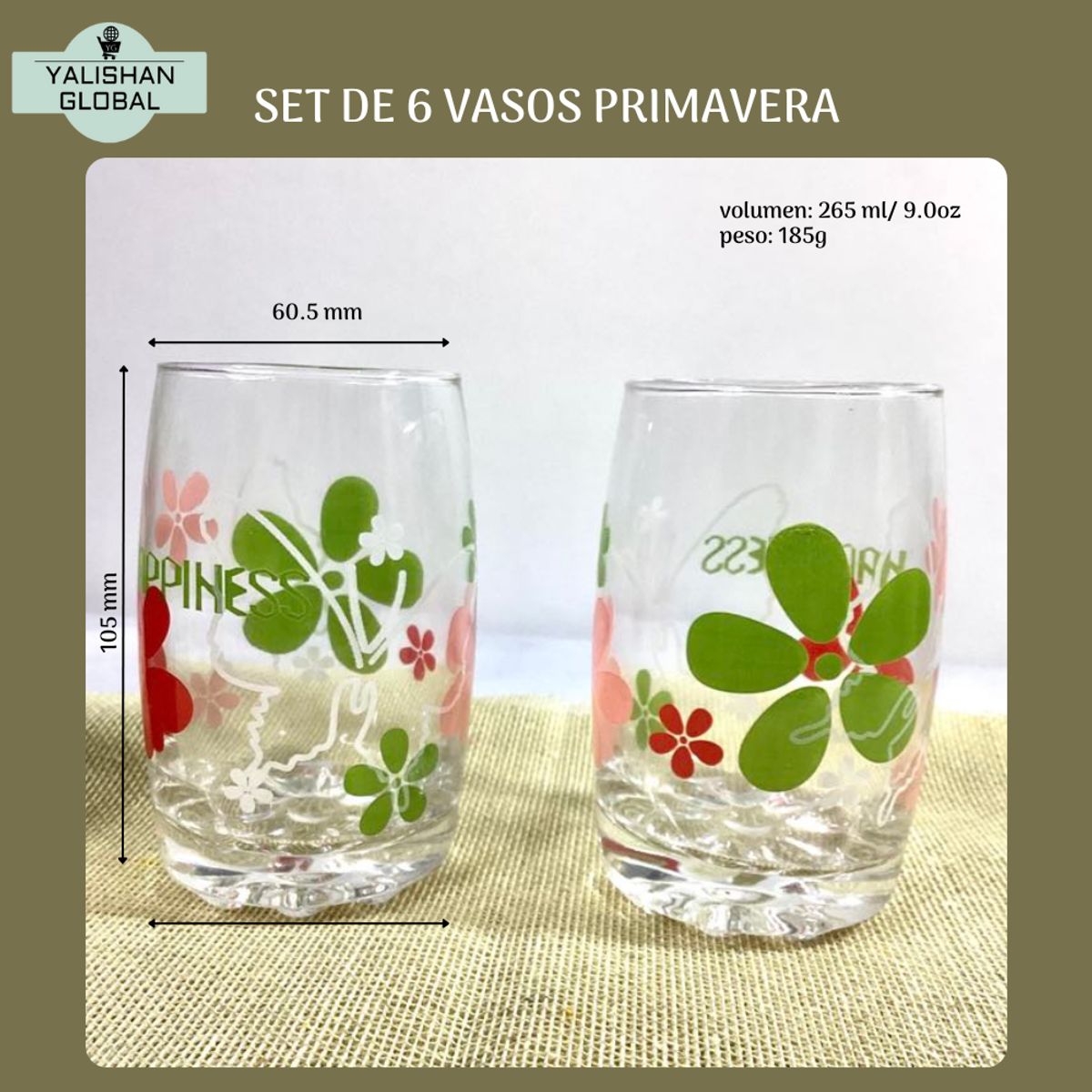 GENERICO - SET DE 6 VASOS PRIMAVERA