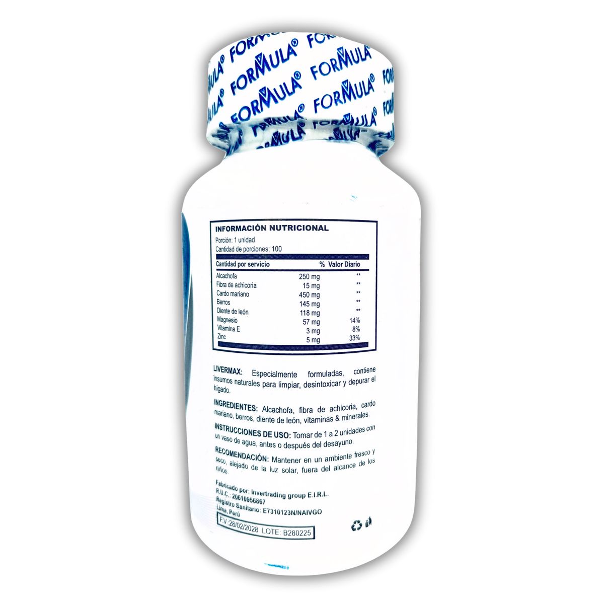 GENERICO - SILIMARINA 100 CAPSULAS CON ALCACHOFA Y DIENTE DE LEÓN  FORMULA V