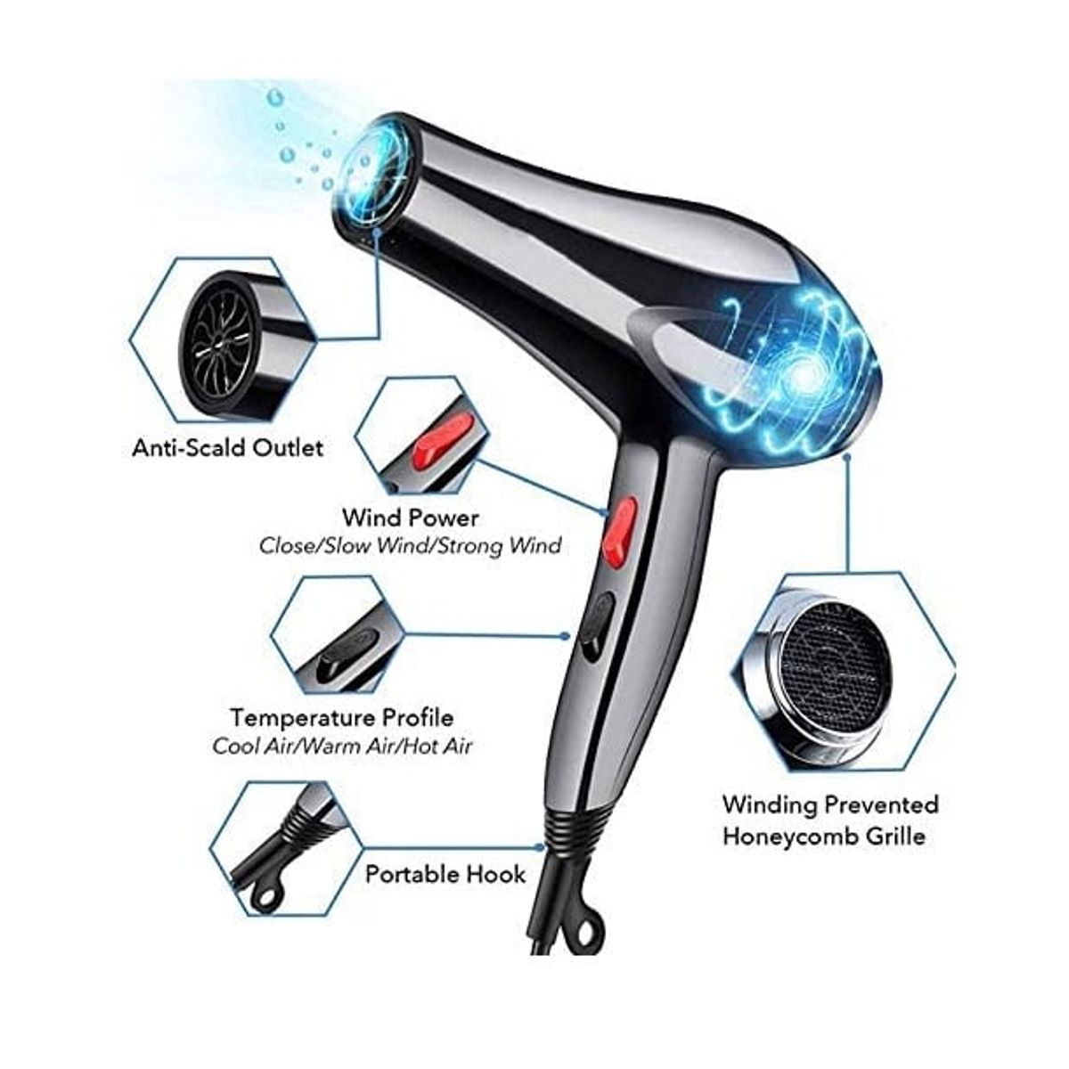 GENERICO - Secador para cabello 5000 watts + Accesorios