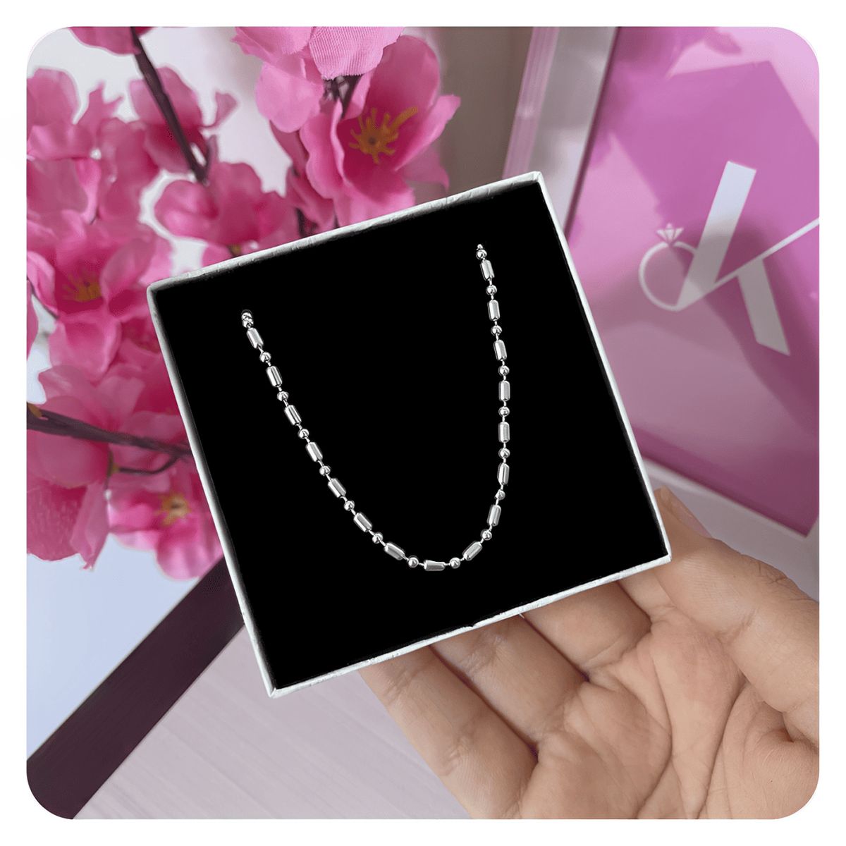 KARMY - Cadena Mujer Collar Punto Y Coma Regalo Novia Joya Plata 925
