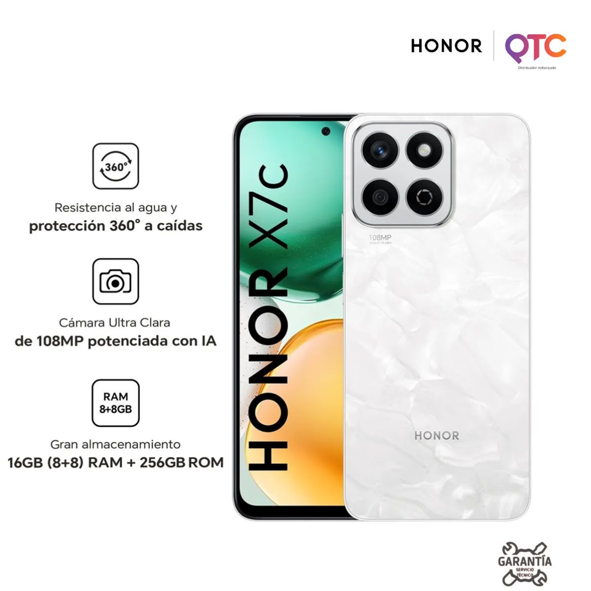 HONOR - Smartphone HONOR X7C 8GB RAM 256GB 6.77 108MP Moonlight White