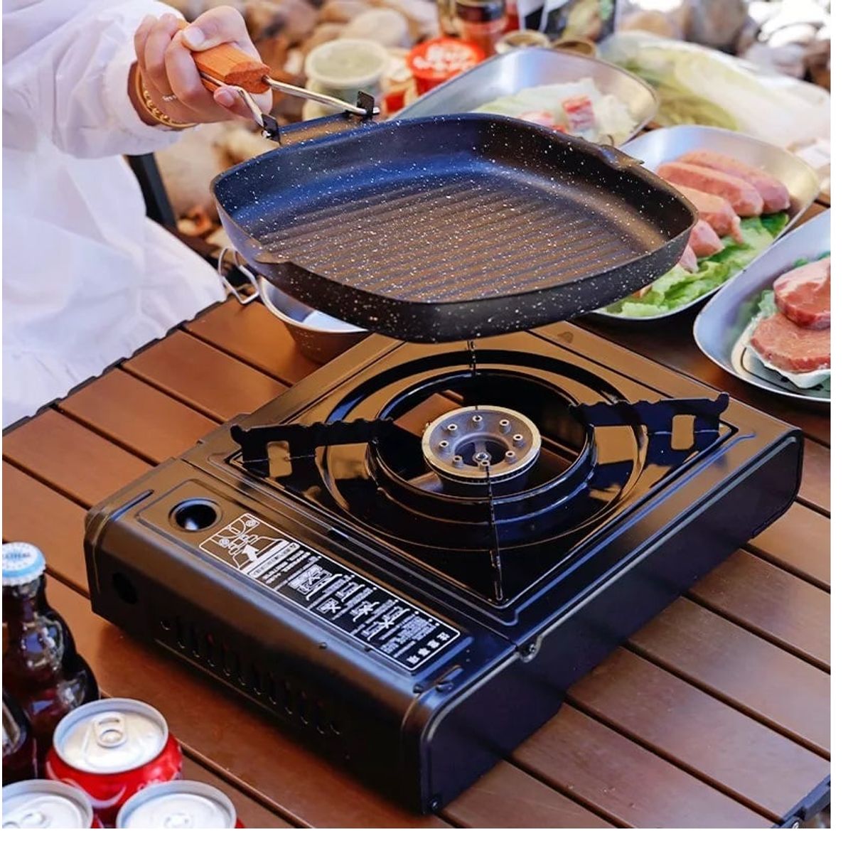 GENERICO - COCINA PORTATIL A GAS CON ESTUCHE PARA CAMPING