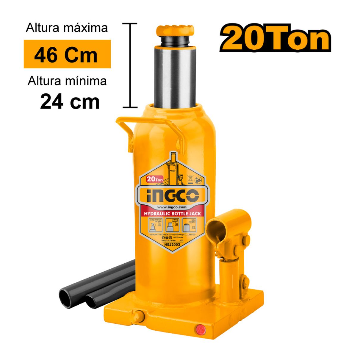 INGCO TOOLS - GATA HIDRÁULICA TIPO BOTELLA 20 TONELADAS INGCO HBJ2002