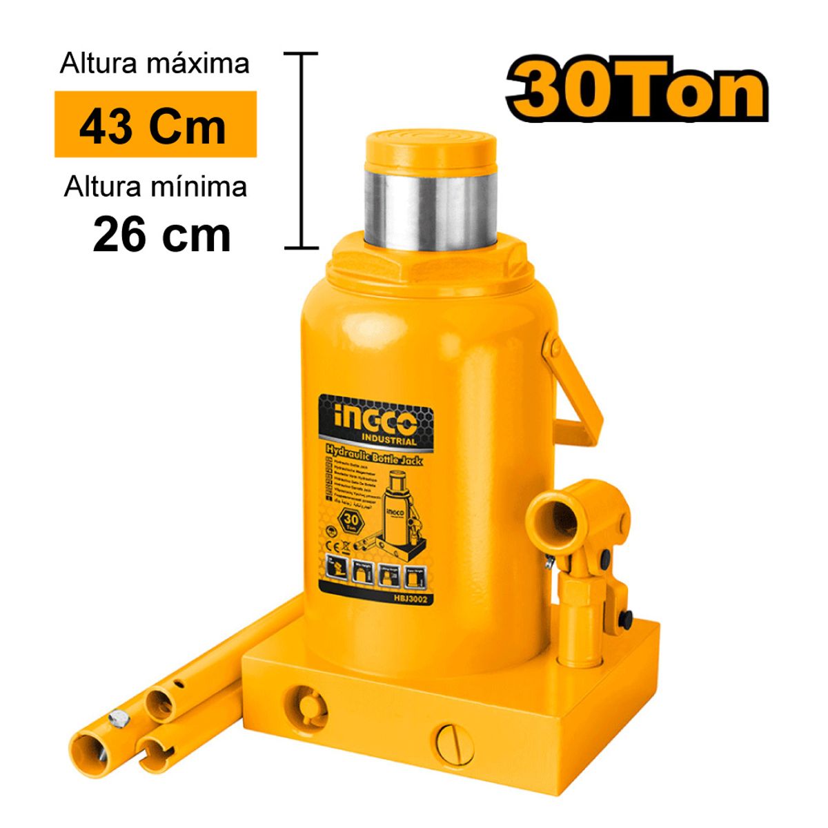 INGCO TOOLS - GATA HIDRÁULICA TIPO BOTELLA 30 TONELADAS INGCO HBJ3002