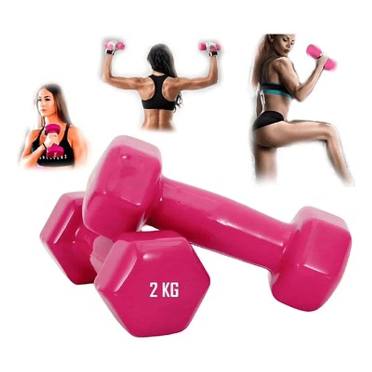 GENERICO - Par Pesas Mancuernas De Neoprene 2 Kilos - Fucsia