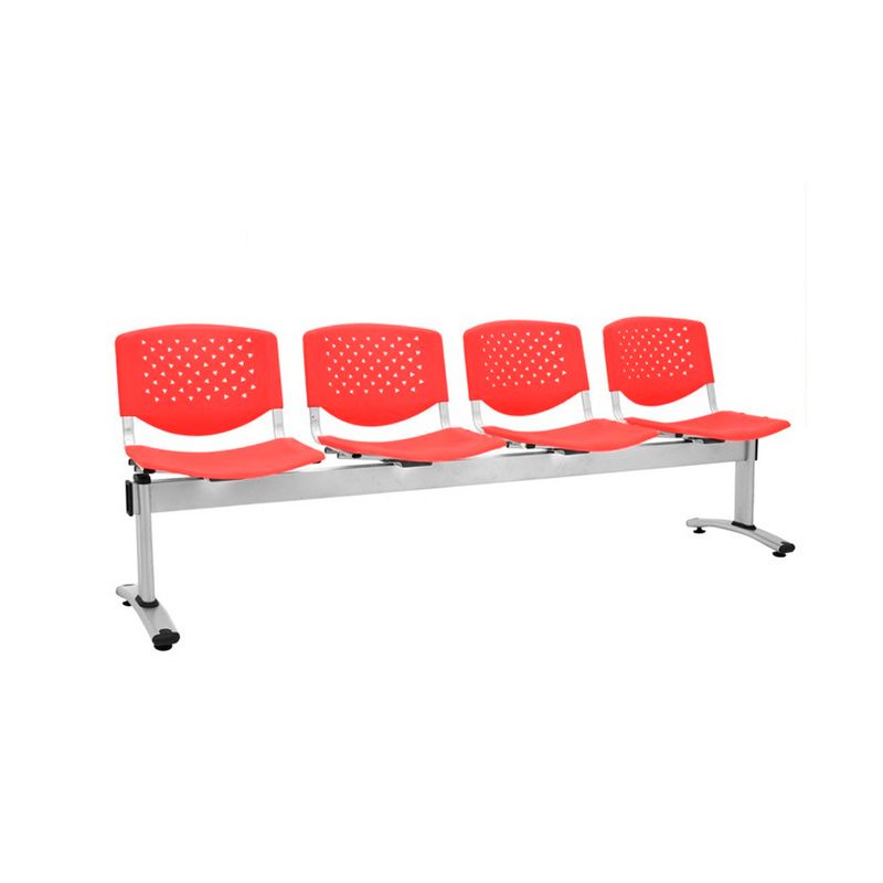 OFIDEAS - Tándem - Butaca de espera Prisma Rojo 4 Asientos Ofideas