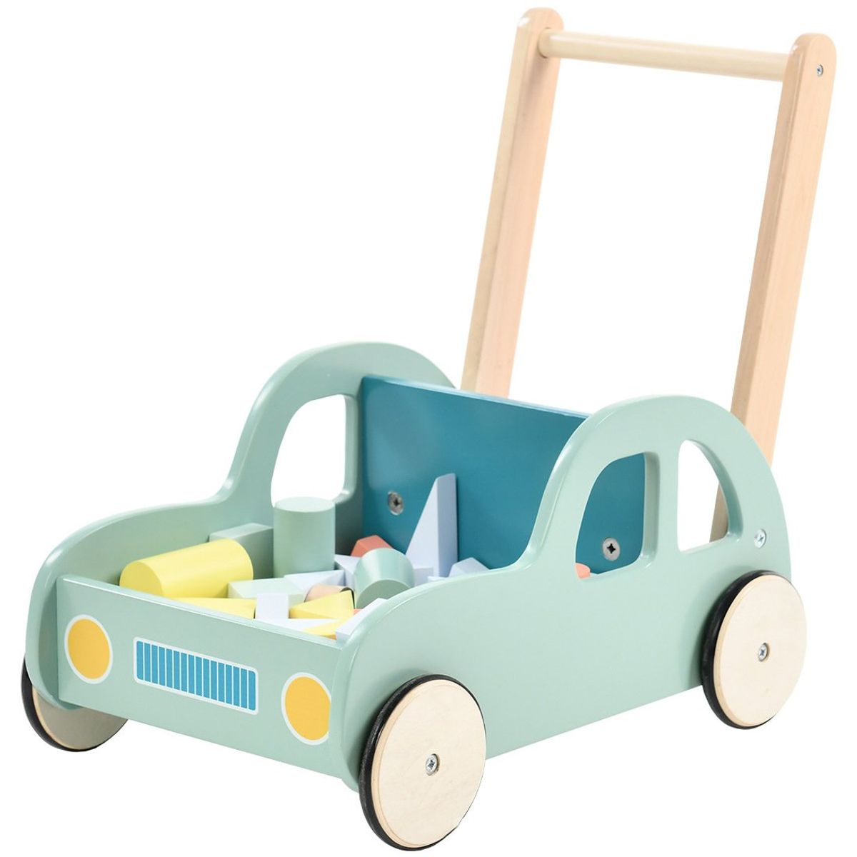 GULI GULI - ANDADOR DE MADERA CARRITO CON BLOQUES PARA BEBES