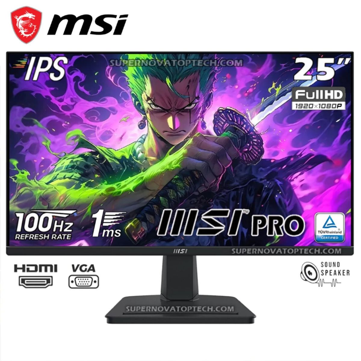 MSI - Monitor MSI PRO MP251 245 IPS FHD 100Hz 1ms Parlante